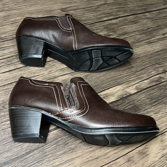 Natural Soul Boots Womens 5M Kasta Side Zip Bootie Brown Faux Leather Heels - Picture 6 of 10